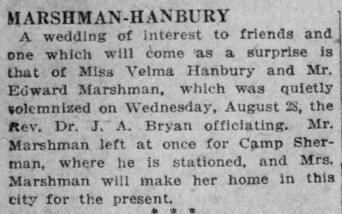 Velma Hanbury-Edward Marshman